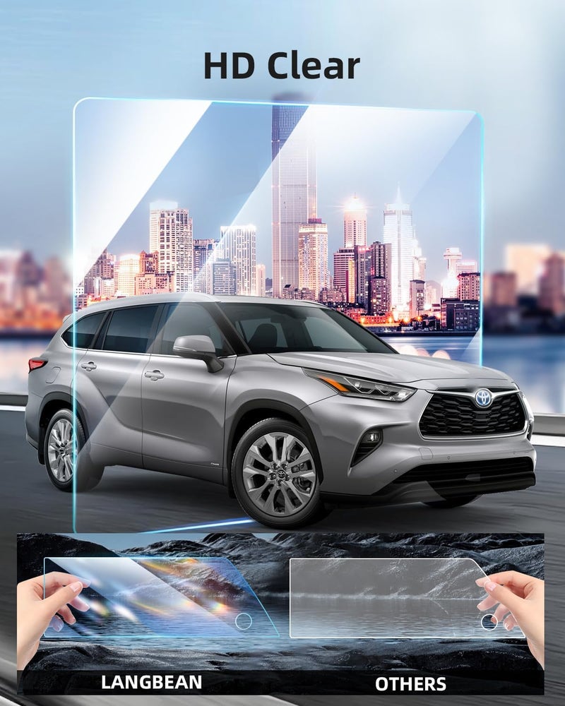 LANGBEAN Screen Protector for 2023 2024 2025 Toyota Highlander 12.3 inch Touchscreen, HD Clear, High Sensitivity, 9H Tempered Glass Car Navigation Screen Protector - Image 4